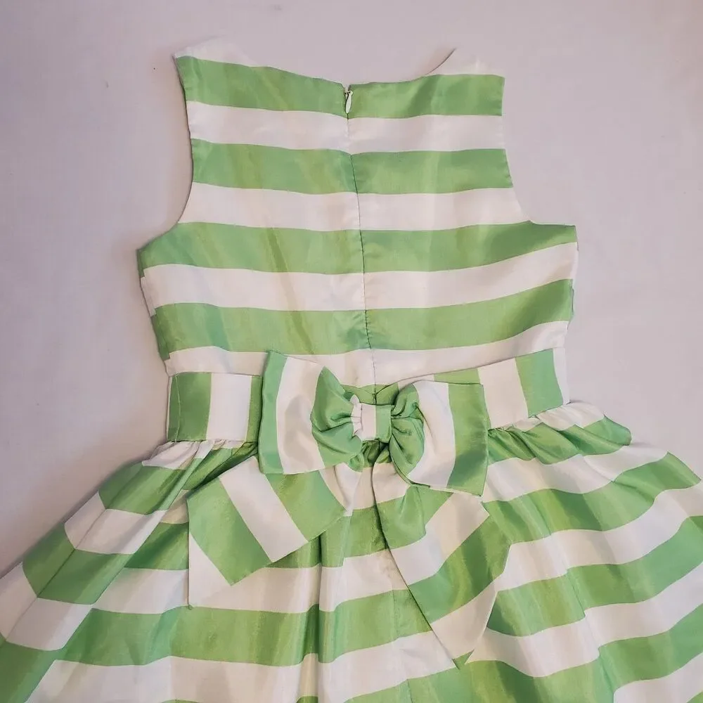 Gymboree Girls Sz 8 Layered Stripped Party Dress Green White